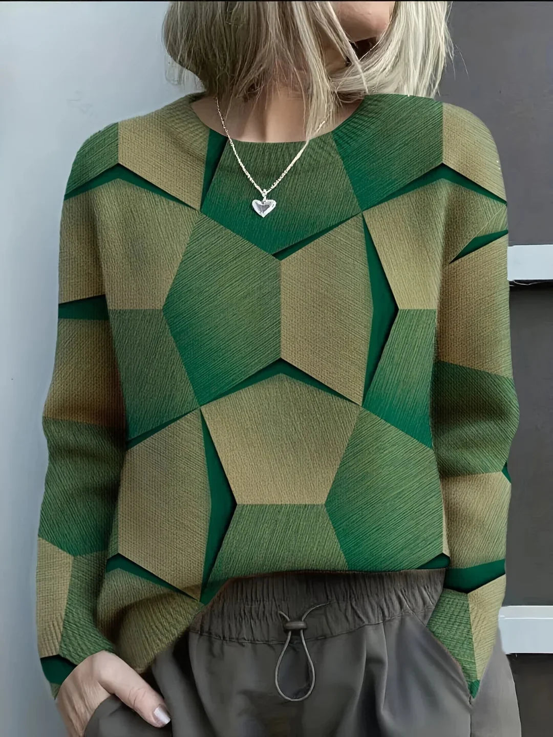 Bravina | Kötött Pulóver Geometrikus 3D Mintával