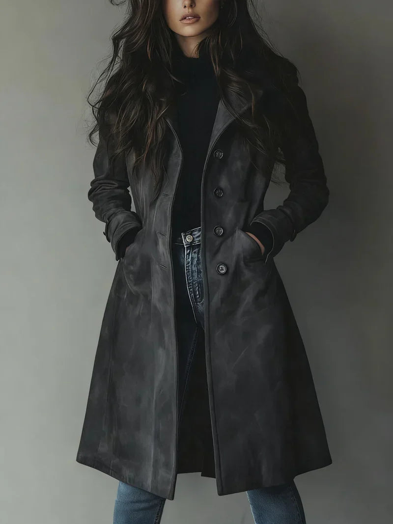 Teresa | Vintage Stílusú Zamsz Trench Kabát