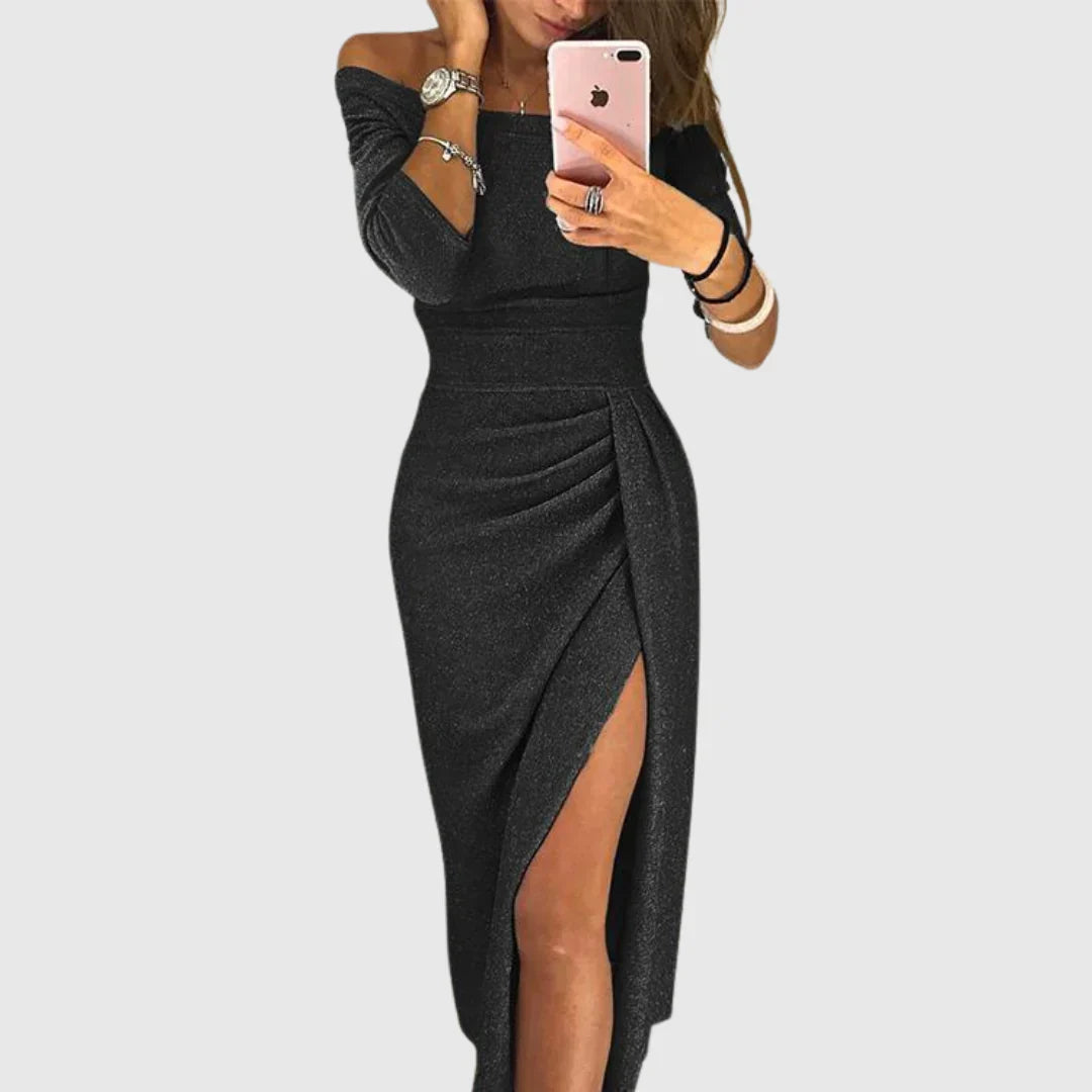 Isabeau | Elegáns áramló szabású halter maxi ruha