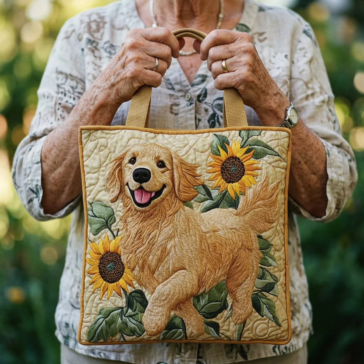 Kézműves táska – Golden retriever mintával
